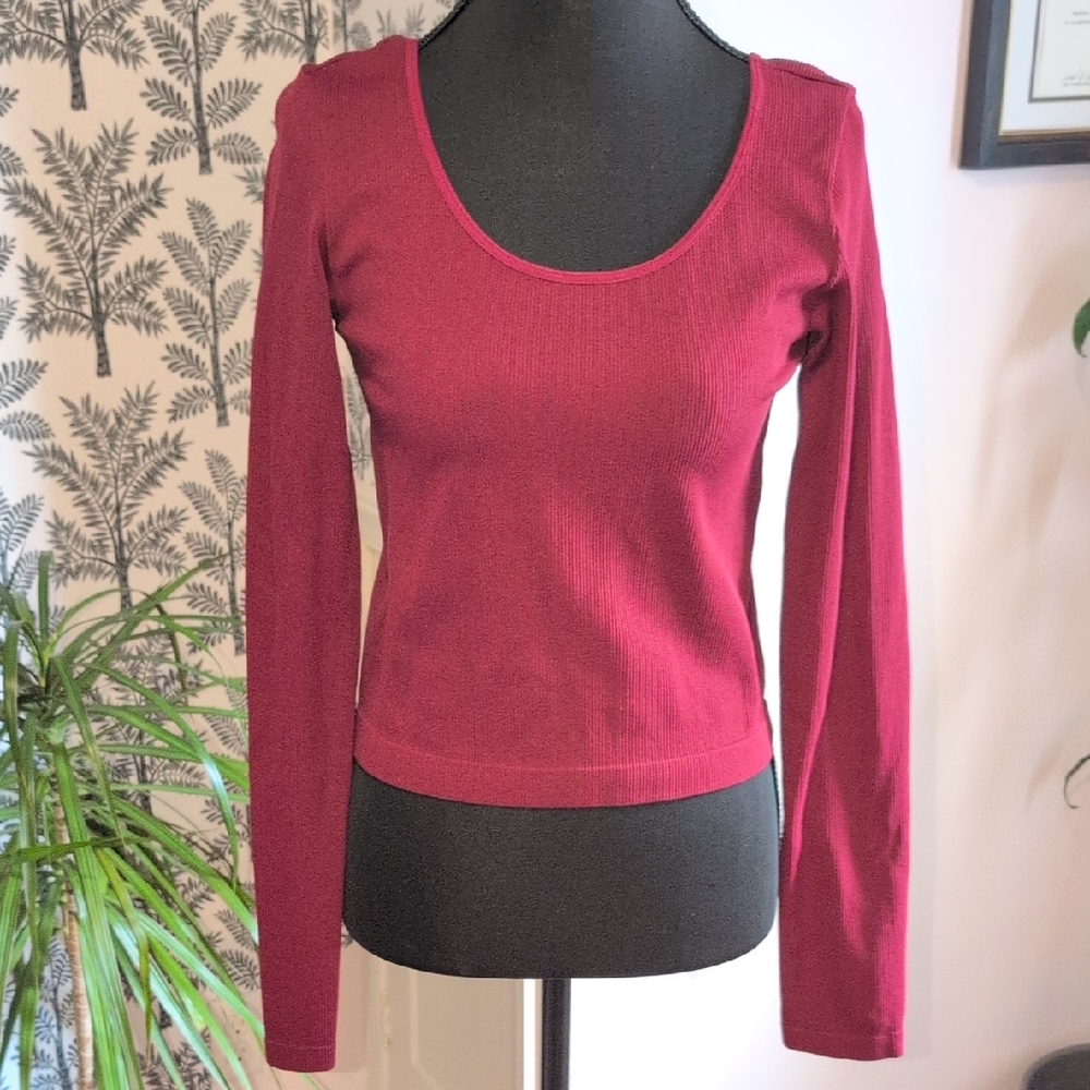 Wild Fable Burgundy Ribbed Top Juniors
